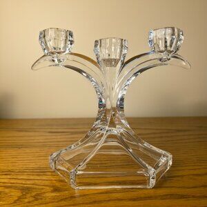 Elegant Glass Triple Candlestick Holder | 3-Arm Candelabra | Bohemian-Style Glas
